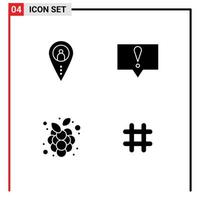 universeel icoon symbolen groep van 4 modern solide glyphs van afstand druiven navigatie bubbel wijngaard bewerkbare vector ontwerp elementen