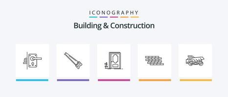 gebouw en bouw lijn 5 icoon pak inclusief interieur. tegel. bouwen. suggestie. idee. creatief pictogrammen ontwerp vector