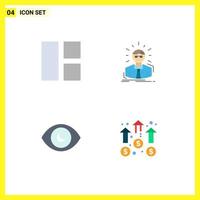 4 thematisch vector vlak pictogrammen en bewerkbare symbolen van collage oog lay-out dokter zoeken bewerkbare vector ontwerp elementen