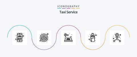 taxi onderhoud lijn 5 icoon pak inclusief . route. taxi. pad. water vector