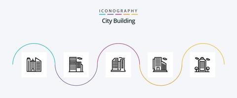 stad gebouw lijn 5 icoon pak inclusief . kantoor. omgeving. cologie vector