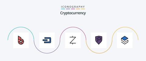 cryptogeld lijn gevulde vlak 5 icoon pak inclusief munt. crypto munteenheid. z contant geld. cryptovaluta. draaipunt vector