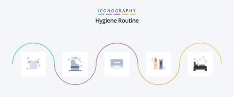 hygiëne routine- vlak 5 icoon pak inclusief schoon. bed. papier. verzinnen. kunstmatig vector