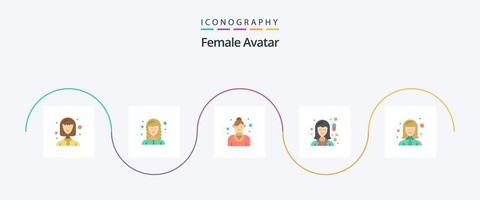 vrouw avatar vlak 5 icoon pak inclusief avatar. apotheek. medewerker. geneesmiddel. chemicus vector