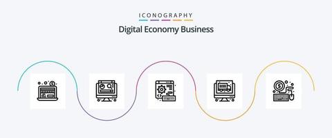 digitaal economie bedrijf lijn 5 icoon pak inclusief . economie. toetsenbord. laptop. economie vector