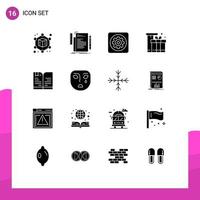 16 universeel solide glyph tekens symbolen van terug naar school- eid monteur pakket geschenk bewerkbare vector ontwerp elementen