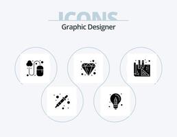 grafisch ontwerper glyph icoon pak 5 icoon ontwerp. blauwdrukken. diamant. idee. briljant. rooster vector
