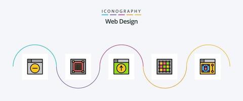 web ontwerp lijn gevulde vlak 5 icoon pak inclusief Oppervlakte. grafiek. rooster. rooster. ontwerp vector