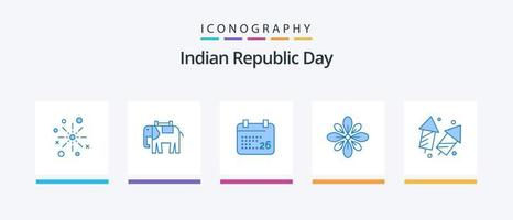 Indisch republiek dag blauw 5 icoon pak inclusief divali. versieren. dier. vieren. dag. creatief pictogrammen ontwerp vector