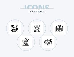 investering lijn icoon pak 5 icoon ontwerp. groei. bedrijf. begroting. statistiek. diagram vector