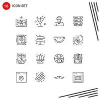 mobiel koppel schets reeks van 16 pictogrammen van in fonds technologie detail netwerk bewerkbare vector ontwerp elementen