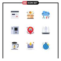 universeel icoon symbolen groep van 9 modern vlak kleuren van plaats koelkast uitverkoop koelkast online backup bewerkbare vector ontwerp elementen