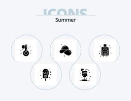 zomer glyph icoon pak 5 icoon ontwerp. reizen. tas. temperatuur. zomer. hoed vector