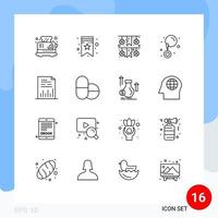 16 gebruiker koppel schets pak van modern tekens en symbolen van diagram document slinger tabel sieraden bewerkbare vector ontwerp elementen