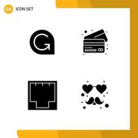 modern reeks van 4 solide glyphs pictogram van spel credits internet crypto valuta credit haven bewerkbare vector ontwerp elementen