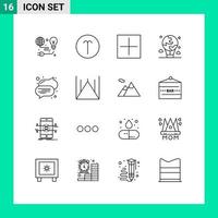 voorraad vector icoon pak van 16 lijn tekens en symbolen voor Internationale vlieg symbolen ballon plus bewerkbare vector ontwerp elementen