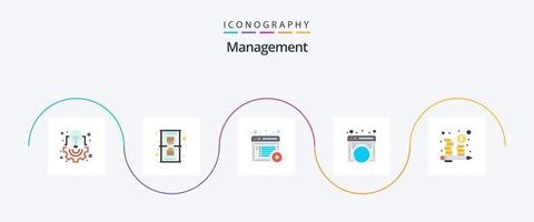 beheer vlak 5 icoon pak inclusief begroting. internetten. tijd. wereldbol. online vector