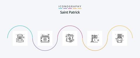 heilige Patrick lijn 5 icoon pak inclusief fortuin. Iers. klaver. vlag. dag vector