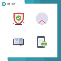 4 vlak icoon concept voor websites mobiel en apps verzekering gdpr vrijheid boek veiligheid bewerkbare vector ontwerp elementen