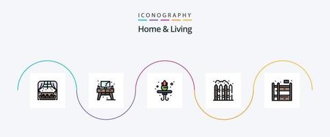 huis en leven lijn gevulde vlak 5 icoon pak inclusief . leven. huis. huis. leven vector