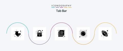 tab bar glyph 5 icoon pak inclusief . sport. duplicaat. bal. warmte vector