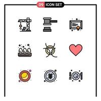 voorraad vector icoon pak van 9 lijn tekens en symbolen voor hart wetenschap onderwijs Gevaar ei bewerkbare vector ontwerp elementen