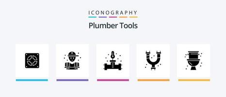 loodgieter glyph 5 icoon pak inclusief mechanisch. loodgieter. loodgieter. pijpen. temperatuur. creatief pictogrammen ontwerp vector