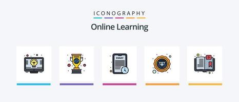 online aan het leren lijn gevulde 5 icoon pak inclusief opdracht. online. scherm. computer. signaal. creatief pictogrammen ontwerp vector