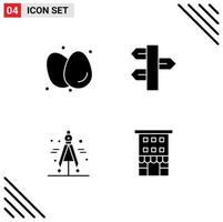 modern reeks van 4 solide glyphs pictogram van gekookt eieren winter eieren vakantie verdeler bewerkbare vector ontwerp elementen