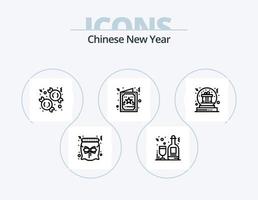 Chinese nieuw jaar lijn icoon pak 5 icoon ontwerp. China. massage. nieuwe. bloem. nieuw jaar vector