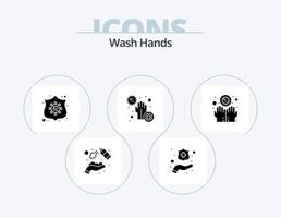 wassen handen glyph icoon pak 5 icoon ontwerp. vies. handen. bescherming. ziekte. covid vector