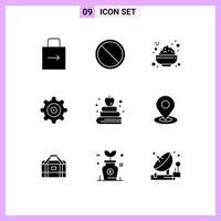 voorraad vector icoon pak van 9 lijn tekens en symbolen voor plaats boek hou op appel instelling bewerkbare vector ontwerp elementen