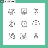 9 universeel schets tekens symbolen van Product geweer pc doel links bewerkbare vector ontwerp elementen