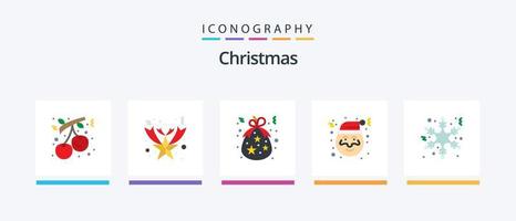 Kerstmis vlak 5 icoon pak inclusief sneeuw. de kerstman. tas. claus. vakantie. creatief pictogrammen ontwerp vector