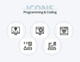 programmering en codering lijn icoon pak 5 icoon ontwerp. computer. app. ontwikkelen. ontwikkeling. css vector