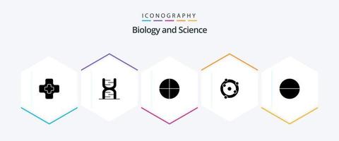 biologie 25 glyph icoon pak inclusief . pil. aspirine. biochemie. bio vector