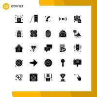 mobiel koppel solide glyph reeks van 25 pictogrammen van ux signaal pijl essentieel naar beneden bewerkbare vector ontwerp elementen