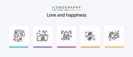 liefde lijn 5 icoon pak inclusief mail. hart. liefde. romantisch. maan. creatief pictogrammen ontwerp vector