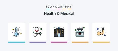 Gezondheid en medisch lijn gevulde 5 icoon pak inclusief ziekenhuis. afspraak. capsule. vraag. medisch. creatief pictogrammen ontwerp vector