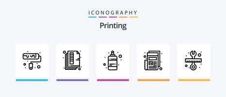 het drukken lijn 5 icoon pak inclusief mok. beker. kantoor. koffie. afdrukken. creatief pictogrammen ontwerp vector