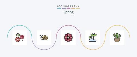 voorjaar lijn gevulde vlak 5 icoon pak inclusief natuur. fabriek. bloem. volwassenheid. groei vector