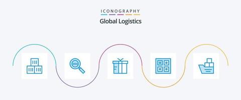 globaal logistiek blauw 5 icoon pak inclusief doos. logistiek. doos. levering. aangekomen vector