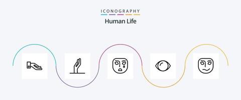 menselijk lijn 5 icoon pak inclusief . gezicht. masker. emotie vector