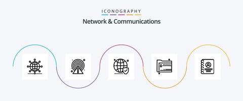 netwerk en communicatie lijn 5 icoon pak inclusief documenten. deel. punt. map. wereld vector