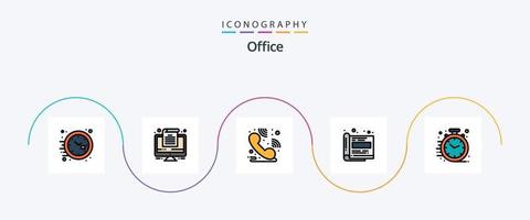 kantoor lijn gevulde vlak 5 icoon pak inclusief kantoor. bedrijf. helpdesk. snel. kantoor vector