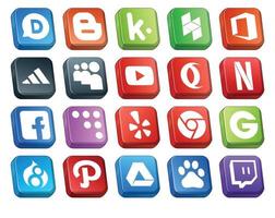 20 sociaal media icoon pak inclusief pad groep video chroom codemuur vector