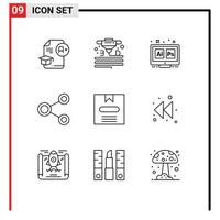 9 creatief pictogrammen modern tekens en symbolen van sharing koppeling printer aansluiten gereedschap bewerkbare vector ontwerp elementen