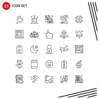 25 universeel lijn tekens symbolen van gebruiker communicatie trechter babbelen ontwikkeling bewerkbare vector ontwerp elementen