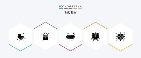 tab bar 25 glyph icoon pak inclusief . instellingen. schakelaar. versnelling. stopwatch vector