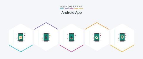 android app 25 vlak icoon pak inclusief plaats. app. amusement. zoeken. mobiel vector